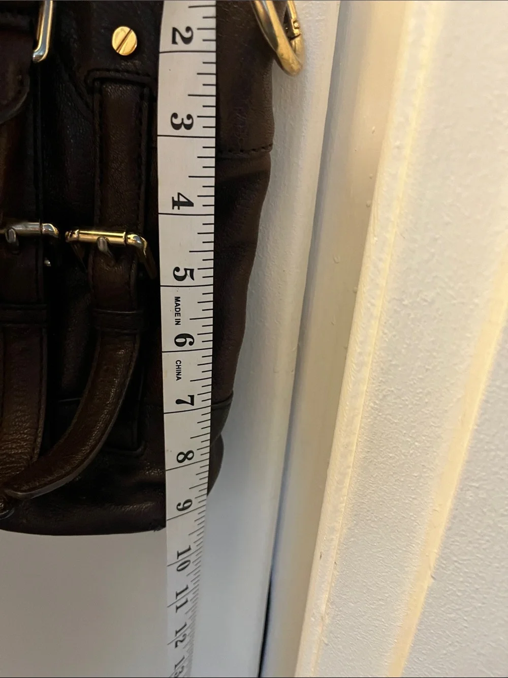 Michael Kors Dark Brown Leather Satchel with Gold Hardware